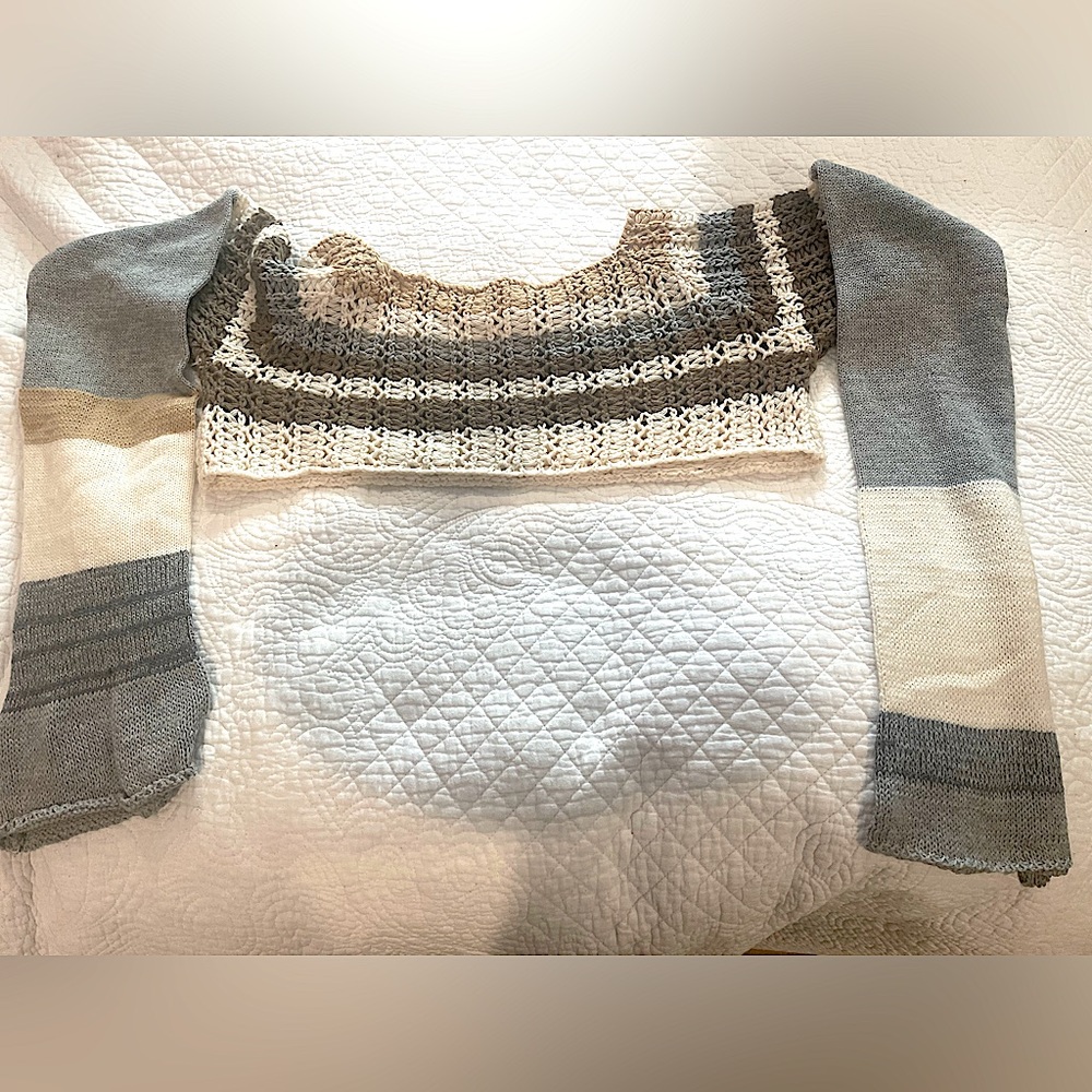 Custom striped knit cropped sweater shrug XS